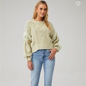 Line & Dot JASPER FRINGE SWEATER Sage